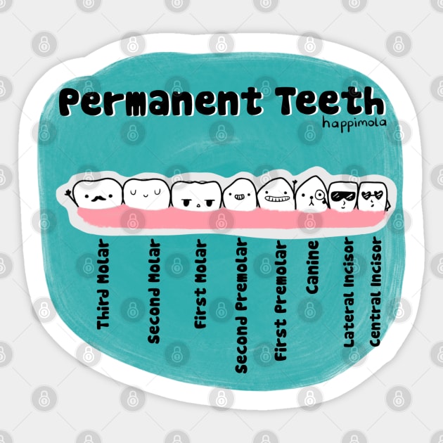 Permanent Teeth (Color) Sticker by Happimola